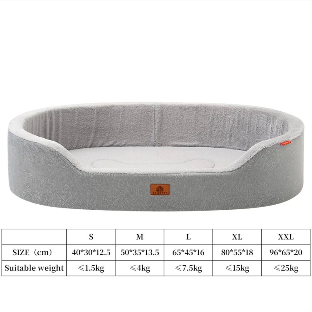 Orthopedic Waterproof Dog Couch Sofa Bed โ Winter Warm Pet Bed for Small Medium & Large Dogs, Light Gray (SโXXL)