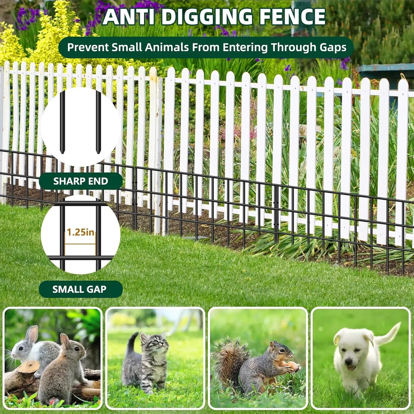 No Dig Garden Fence, 30 Panels Animal Barrier , Anti Digging, Outdoor Yard Edging