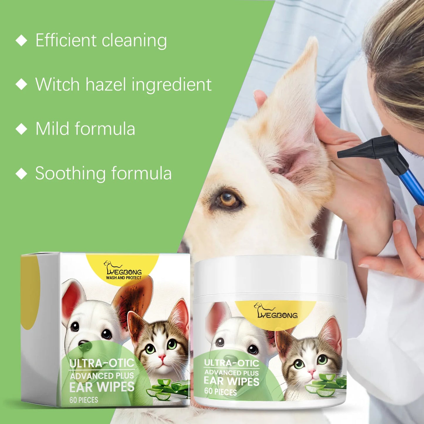 Pet Ear Cleaner Pads \ Daily Cleaning Ear Wipes