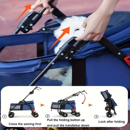 Pet Stroller  - Foldable Outdoor Travel Carrier