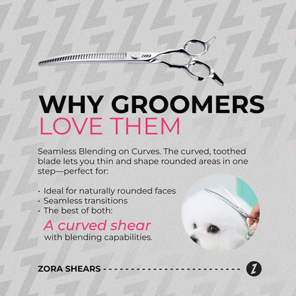 Zora Pet Grooming Curved Blender Shear - Model A-7533C