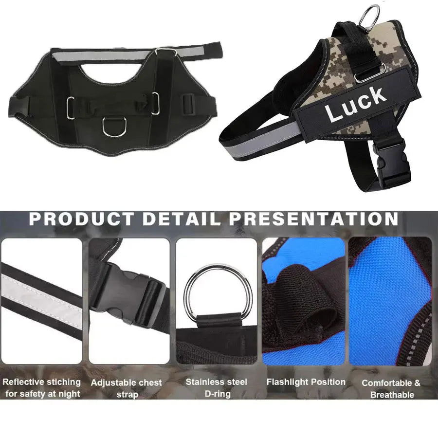 Dog Harness Vest ID Patch Customized Reflective Breathable