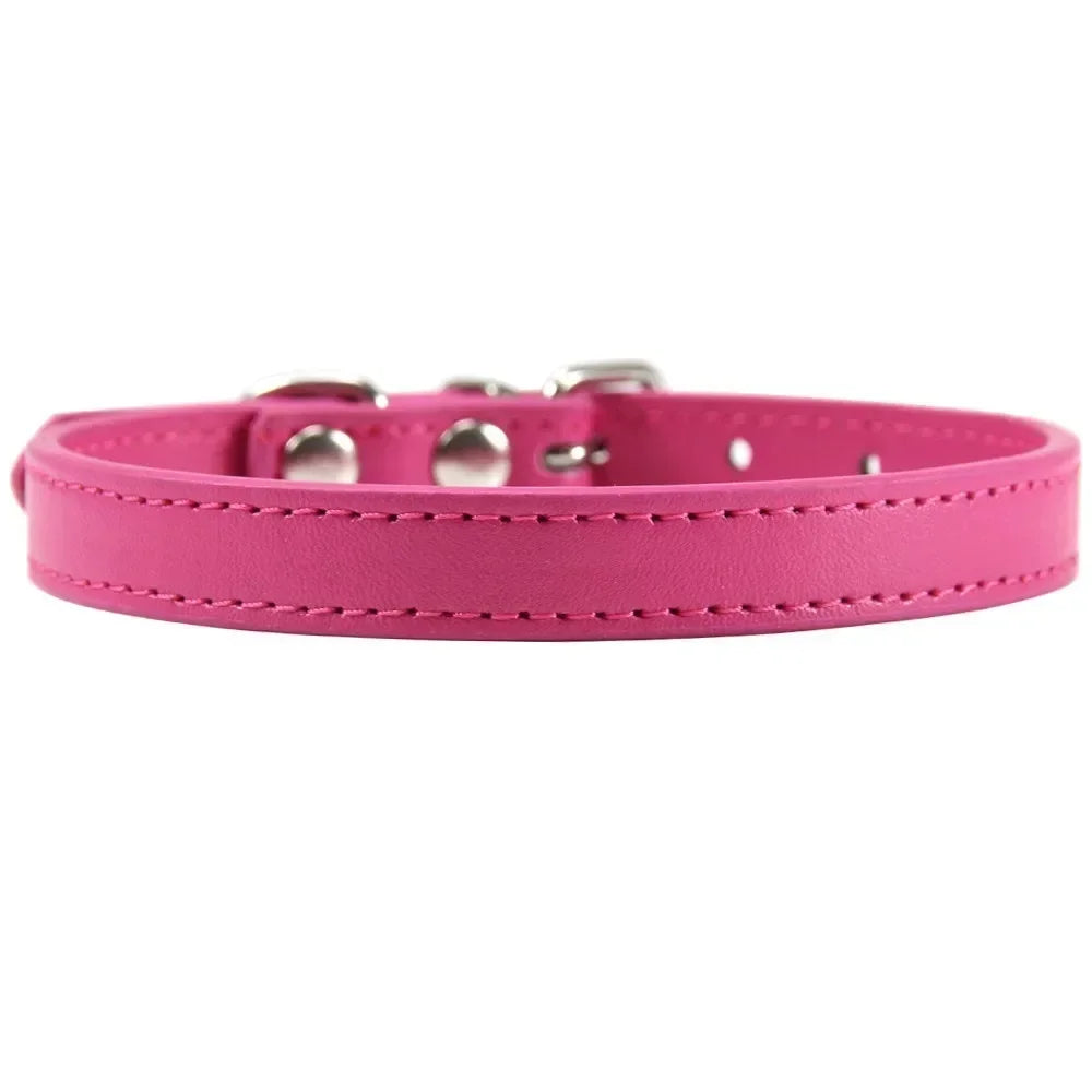 Colorful Leather Cat Dog Collar Cute Adjustable