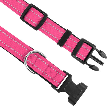 Reflective Dog Collar, Adjustable Soft Neoprene Padded Nylon