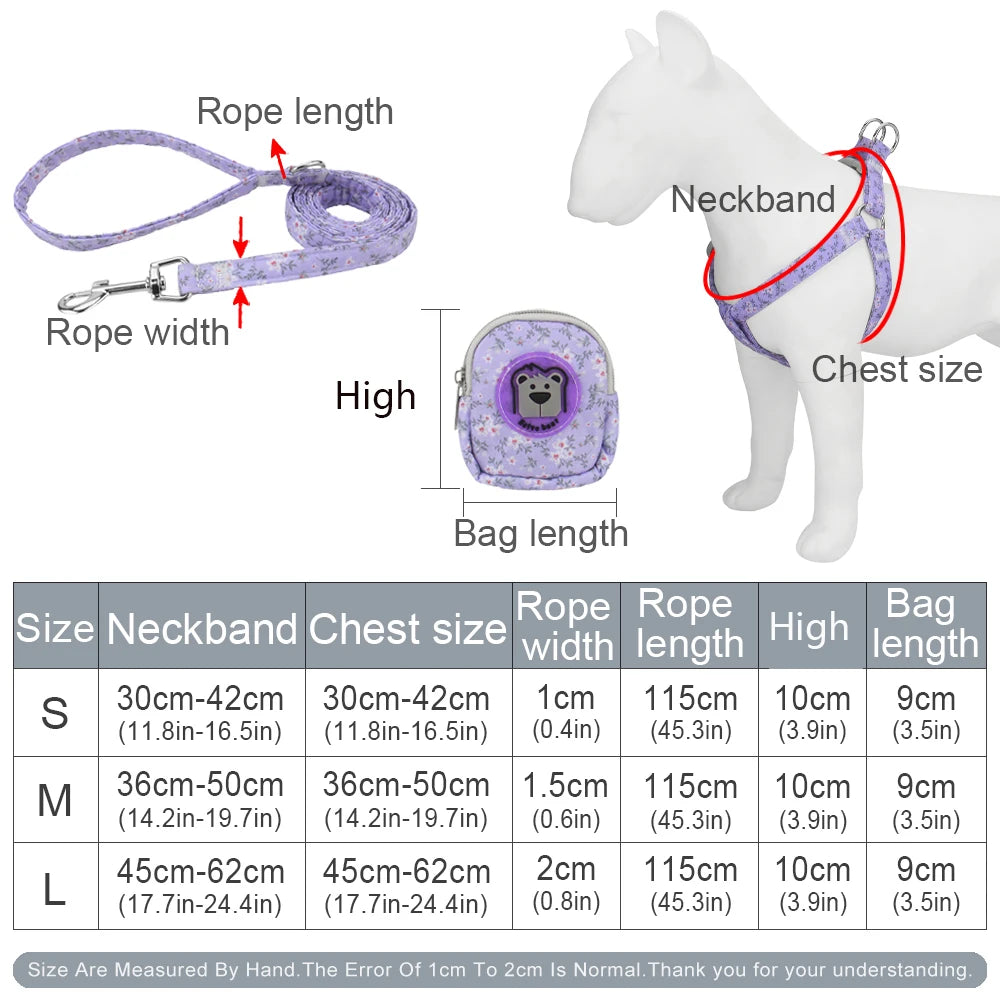 Leash Set , Dog Backpack Chest Harness Adjustable for Small Medium Dogs Cats