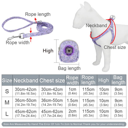 Leash Set , Dog Backpack Chest Harness Adjustable for Small Medium Dogs Cats