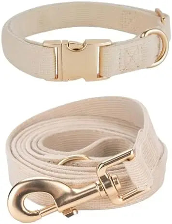 Adjustable Soft Corduroy Collar & Leash Set for Small Dogs