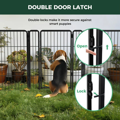 Panels / Dog Playpen , Heavy Duty Metal Pet Fence with Gate -    Portable Exercise Pen