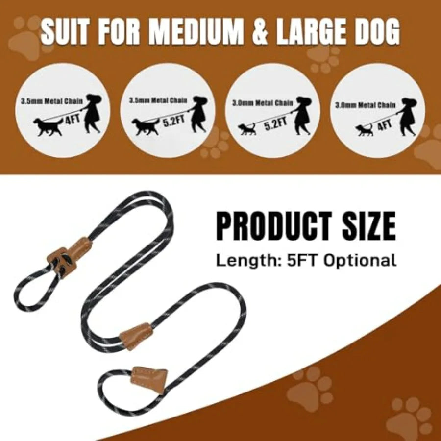 Slip Leads ,  Collar Leash and Harness All in One, Pet Training Lead for Walking,