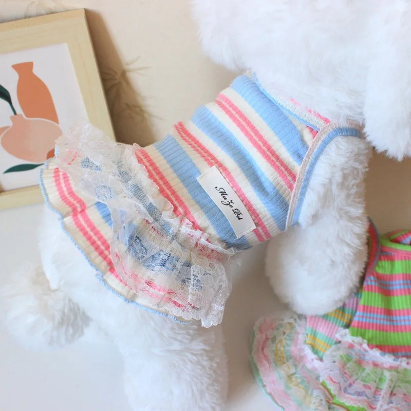 Puppy Summer Clothes Pet Outfit ,     Dog Dress  -  Cat Vest   -    Chihuahua Bichon Yorkie Suspenders Skirt