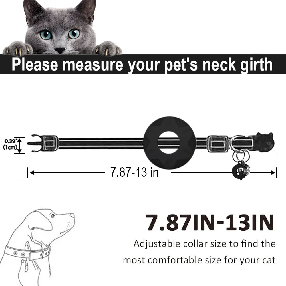 Apple Tag Pet Collar with Air-Tag Holder & Moon Ornament
