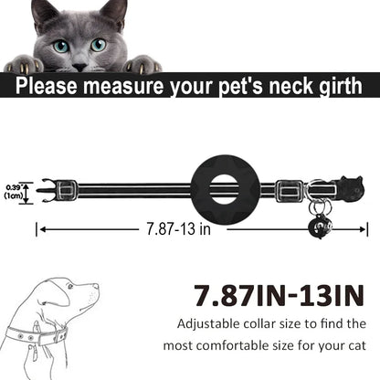 Apple Tag Pet Collar with Air-Tag Holder & Moon Ornament