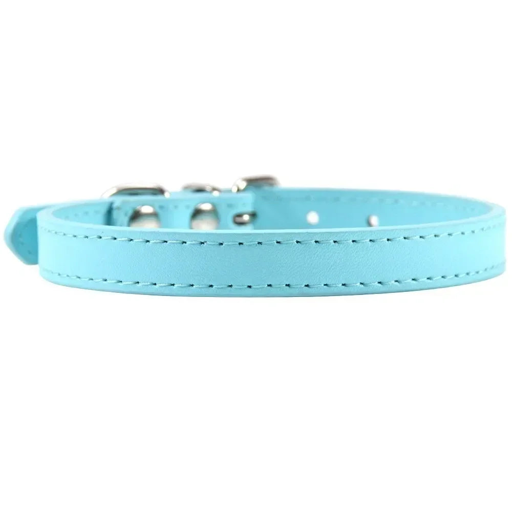 Colorful Leather Cat Dog Collar Cute Adjustable