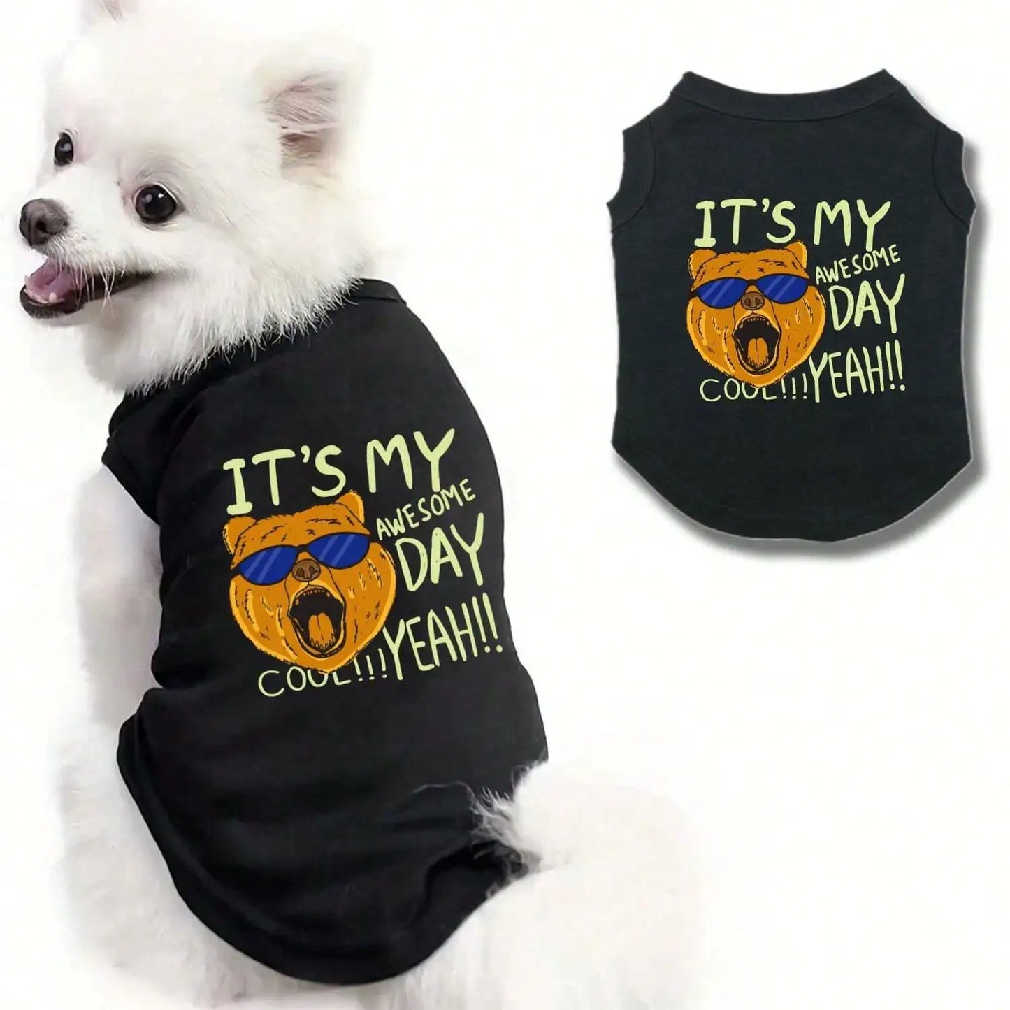 Cool glasses dog head print thin , new pet vest in spring and summer