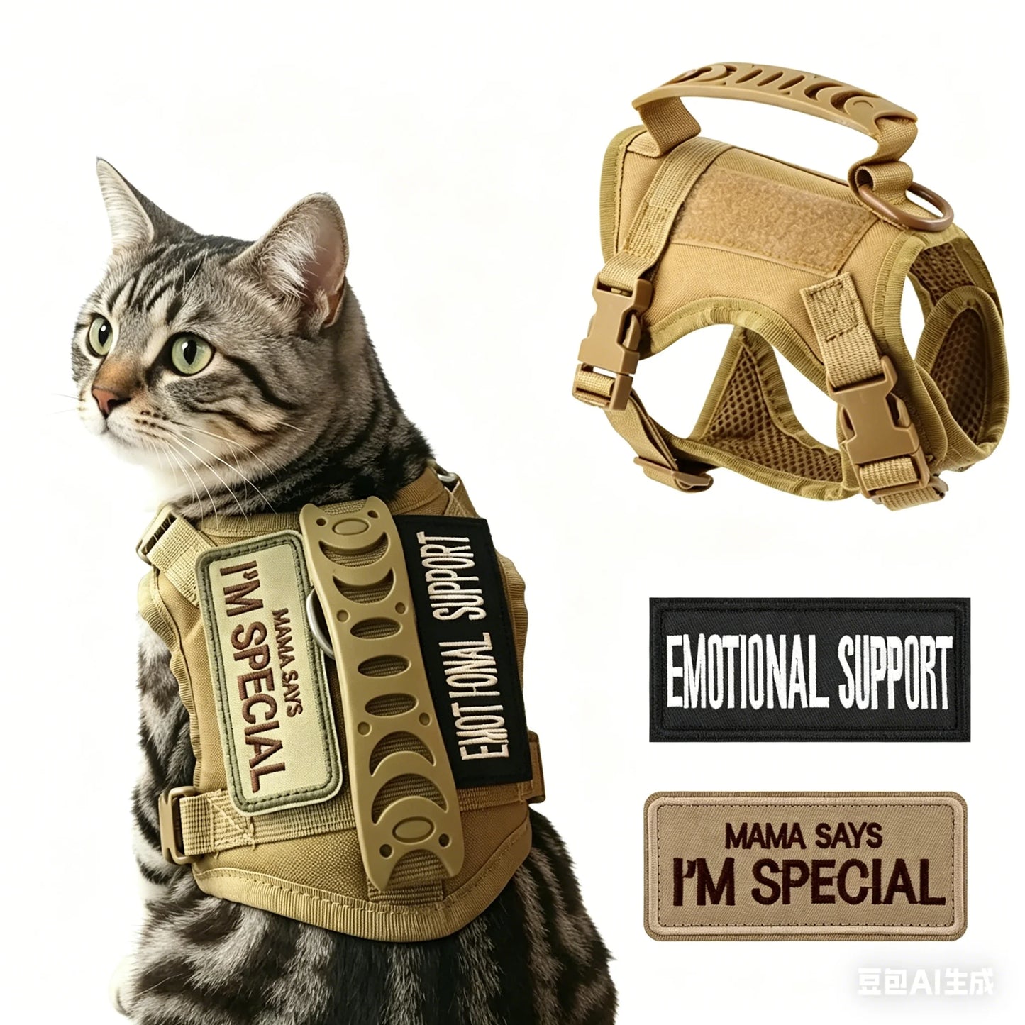 Safe Tactical Harness Vests Traction Leash    with   Two Stickers for Cats Puppies and Small Dogs