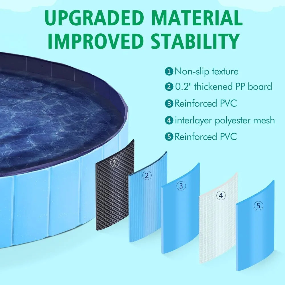 Large Foldable Dog Pool – Collapsible - Pet Bath Tub,