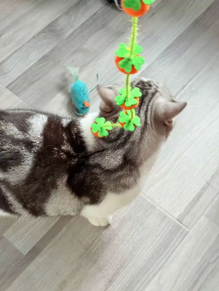 2pcs Colorful Cat Teaser Wands With Bells