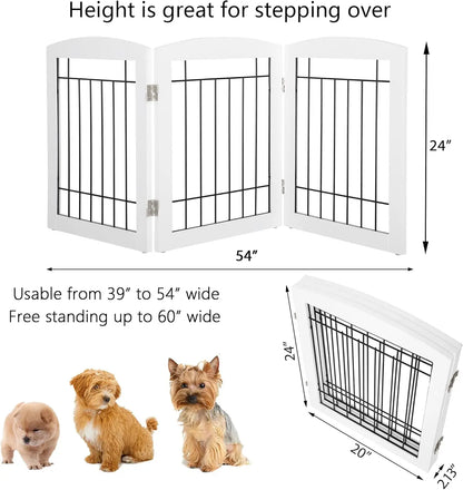 Foldable Wooden Dog Gate for Stairs, Doorways
