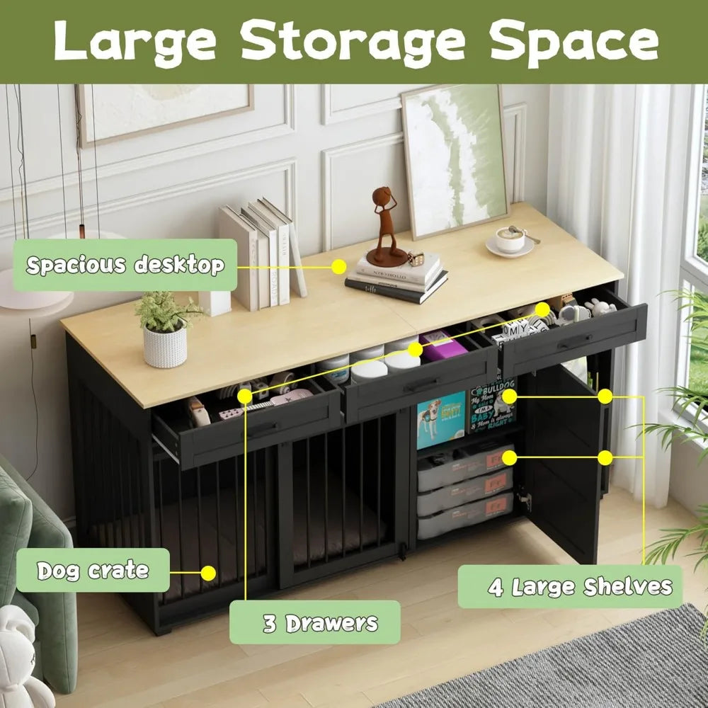Dog crate funiture with storage,