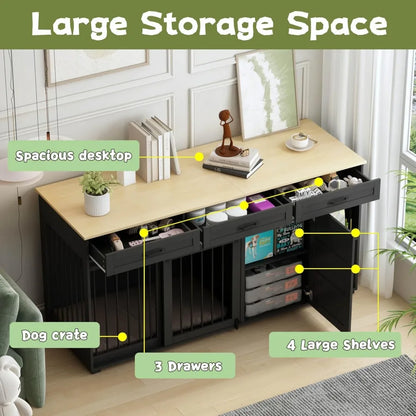 Dog crate funiture with storage,