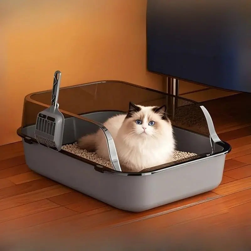 Semi-Enclosed Cat Litter Box  High Sides