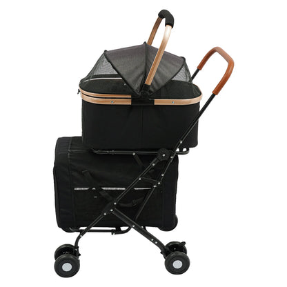 3-in-1 Multifunctional Pet Stroller Foldable with 2 Pet Carriers