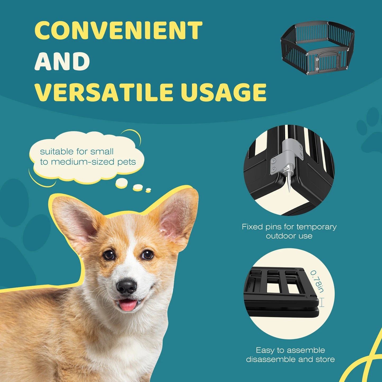 Dog Playpen 6 Panel 24IN Expandable