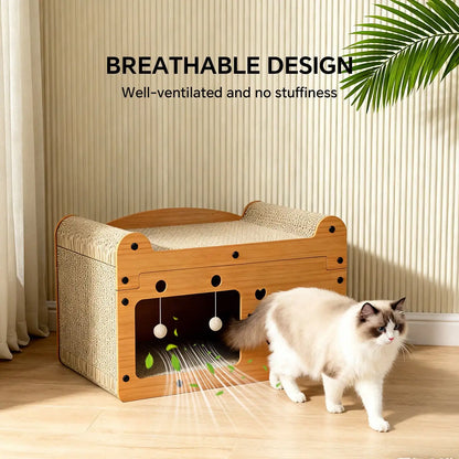 Cat Scratching Board And Resting Bed | With Hanging Toys,