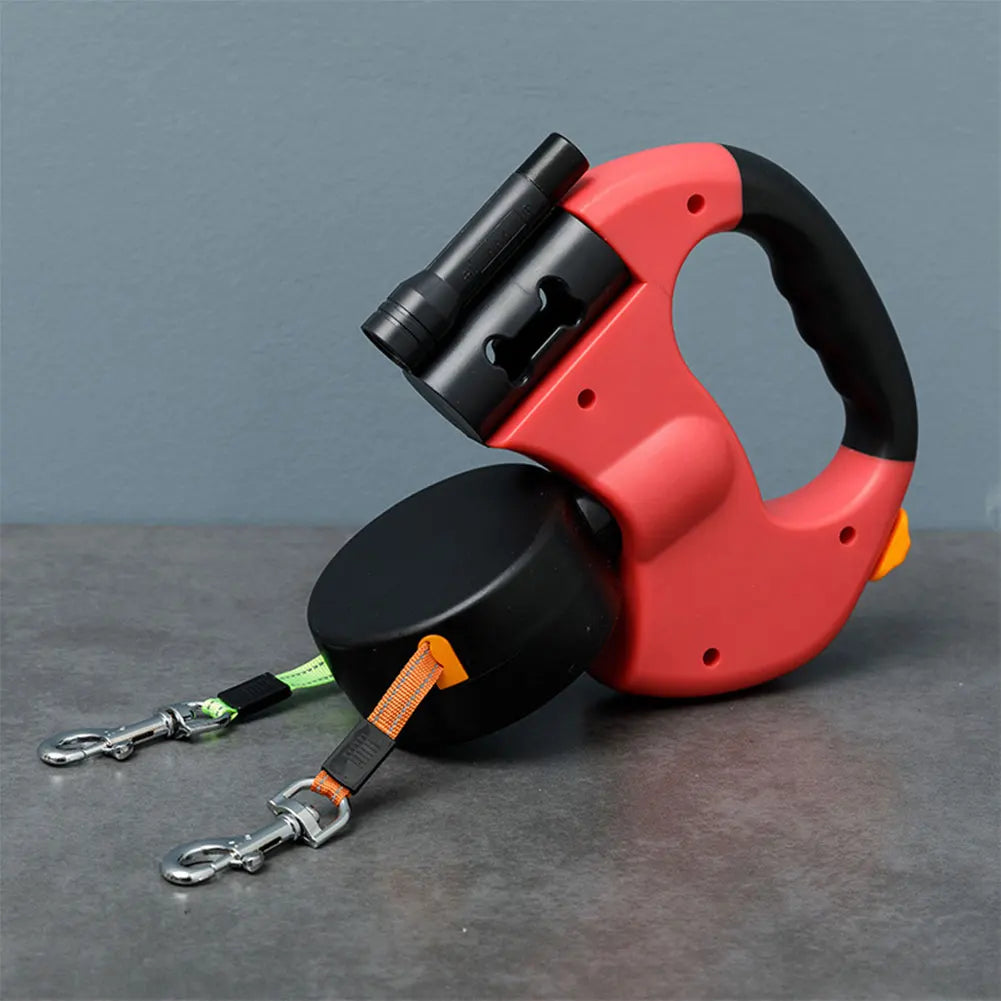Double Headed  , LED Light Dog Walking Leash Retractable Dog Leash