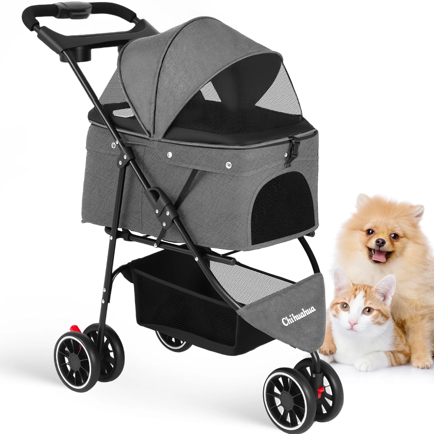 Pet Stroller ,3 Wheels Foldable with  Mesh Canopy 
Outdoor Travel