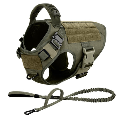 Tactical Dog Harness Leash Set , Pet Vest Handle