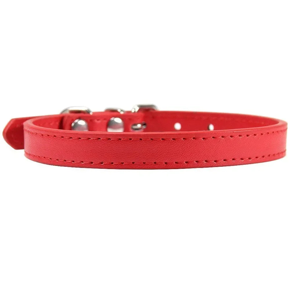 Colorful Leather Cat Dog Collar Cute Adjustable