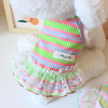 Puppy Summer Clothes Pet Outfit ,     Dog Dress  -  Cat Vest   -    Chihuahua Bichon Yorkie Suspenders Skirt