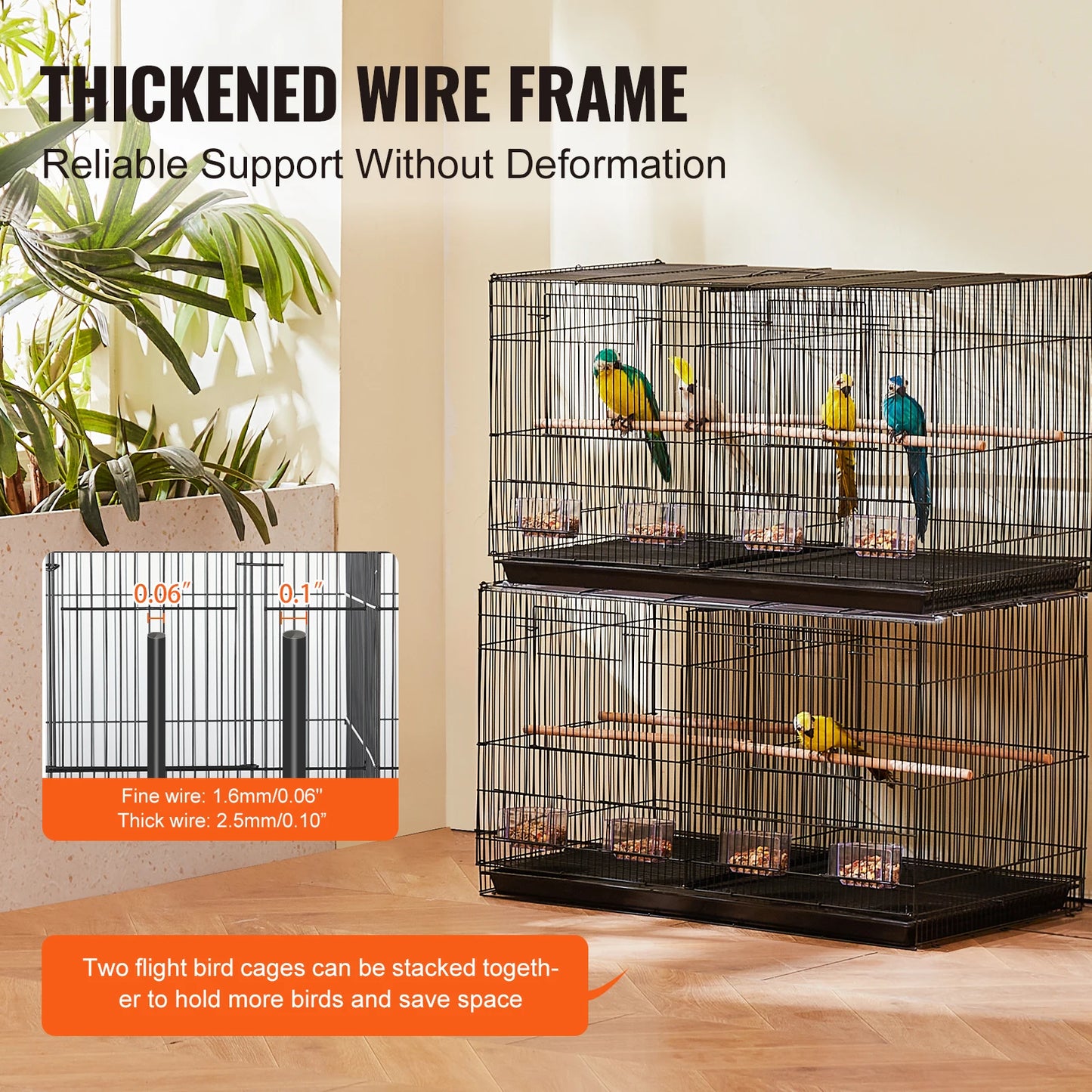 Flight Bird Cage Stackable Divided  Cage for Kinds of Birds Pet Travel with Handle and Perche