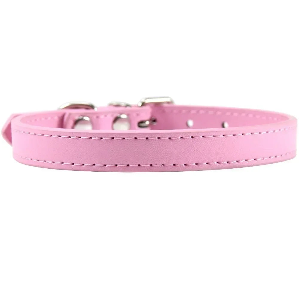 Colorful Leather Cat Dog Collar Cute Adjustable
