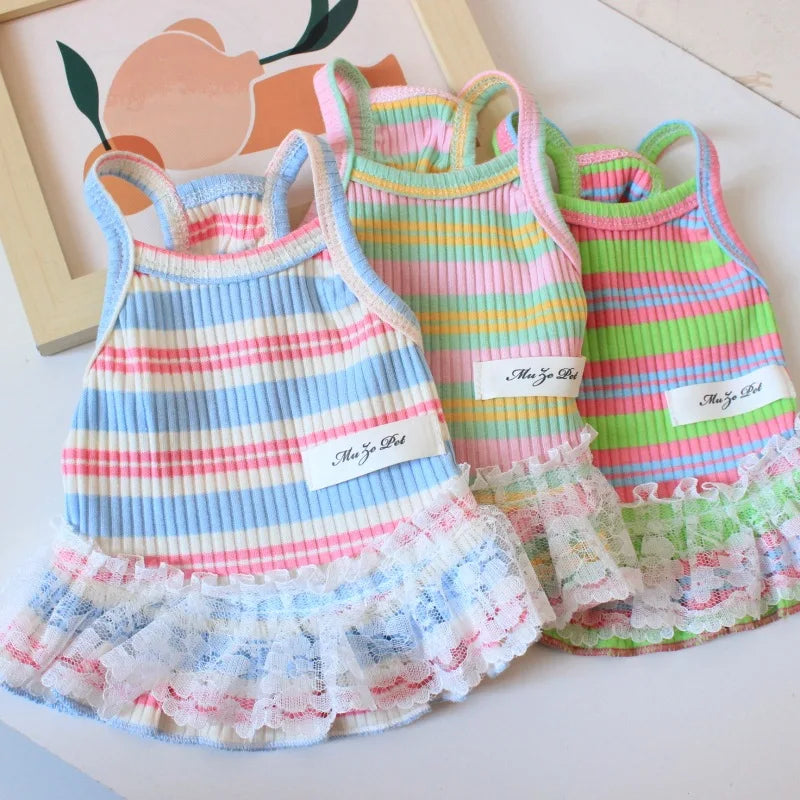 Puppy Summer Clothes Pet Outfit ,     Dog Dress  -  Cat Vest   -    Chihuahua Bichon Yorkie Suspenders Skirt