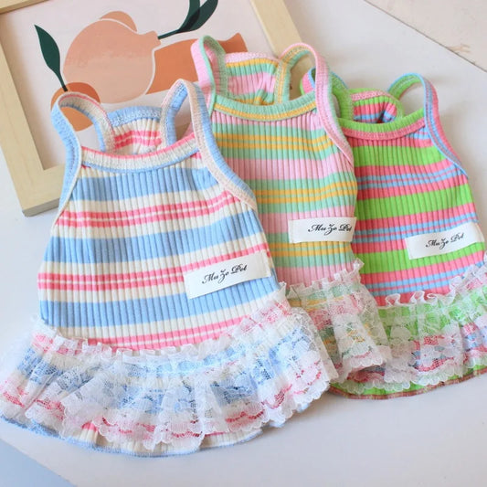 Puppy Summer Clothes Pet Outfit ,     Dog Dress  -  Cat Vest   -    Chihuahua Bichon Yorkie Suspenders Skirt