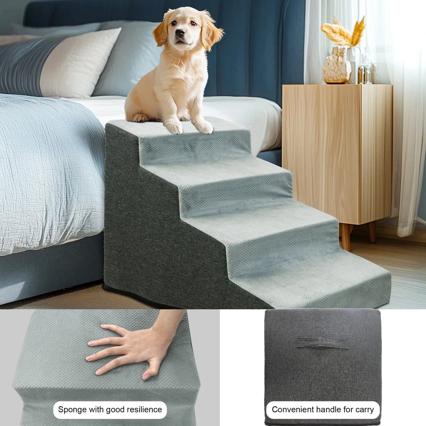 3/4 Steps Dog Stair for Small Dogs, Non-Slip Balanced, Pet Steps  For r Couch Sofa