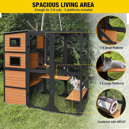 4-Tier Cat Enclosure ,Indoor or Outdoor Use