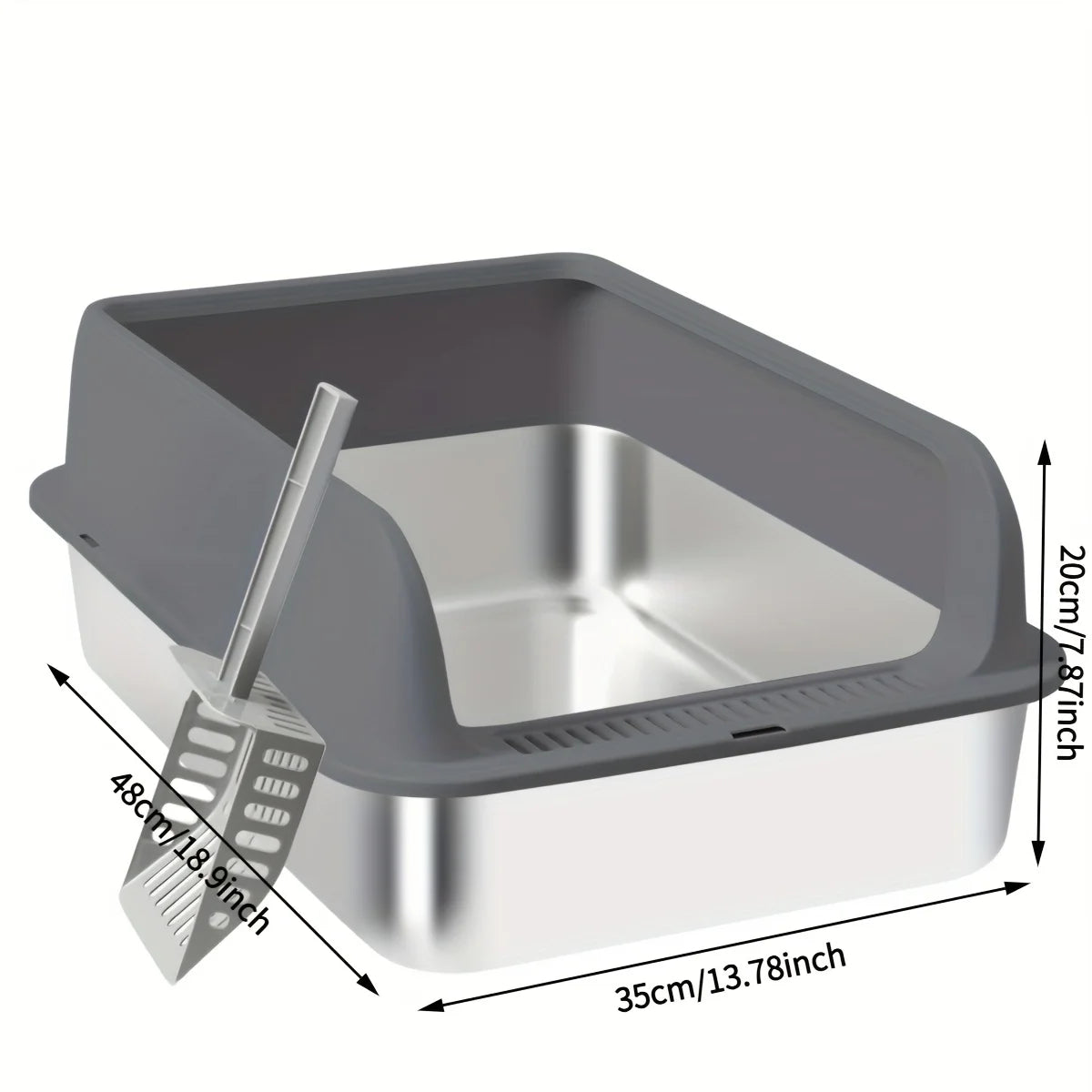 Stainless Steel , Medium And Large Litter Box For Cats With Scoop