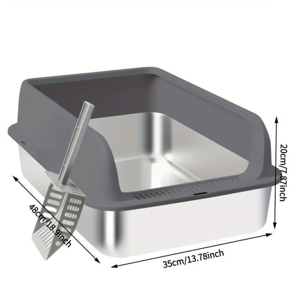 Stainless Steel , Medium And Large Litter Box For Cats With Scoop