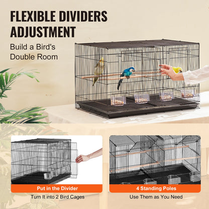 Flight Bird Cage Stackable Divided  Cage for Kinds of Birds Pet Travel with Handle and Perche