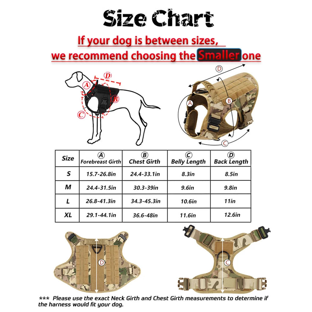 Tactical Dog Harness Leash Set , Pet Vest Handle
