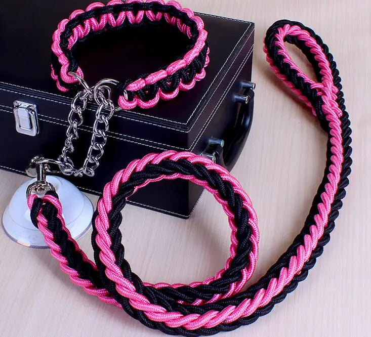 Double Strand Rope Large Dog Leashes Metal P Chain Buckle