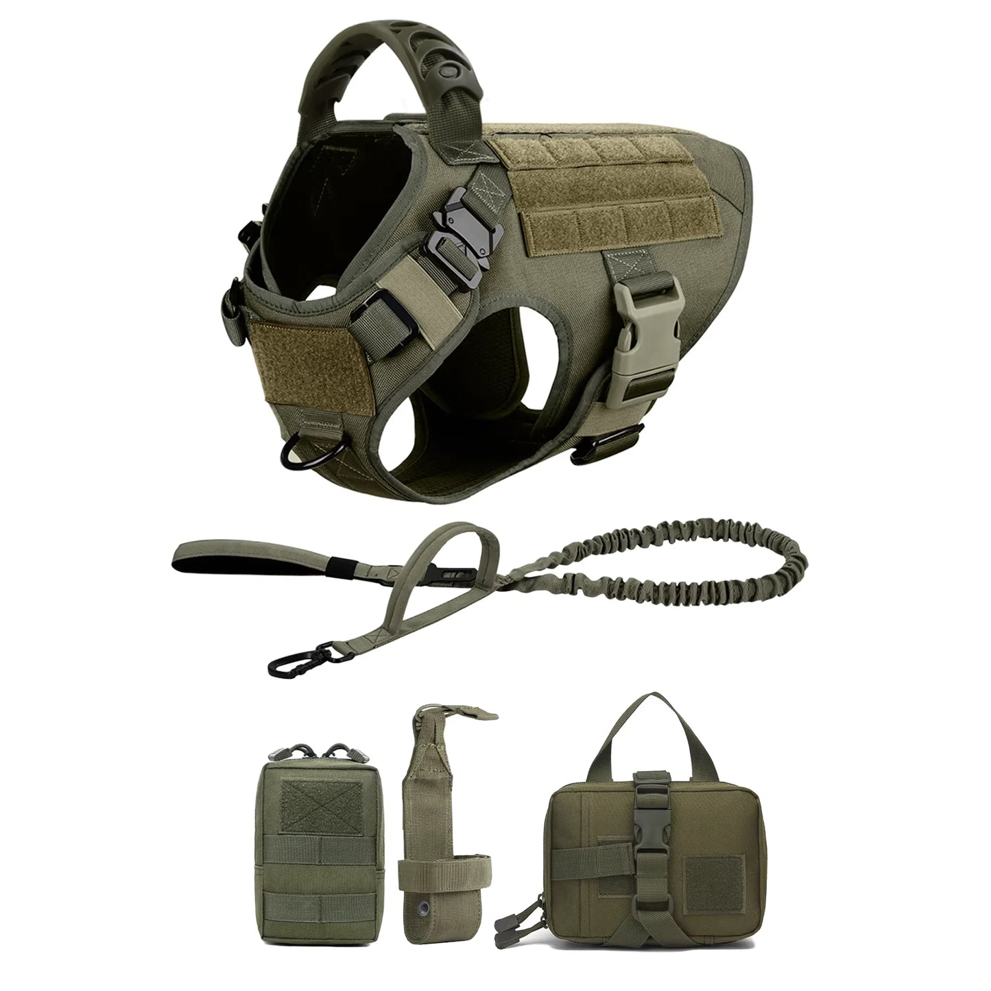 Tactical Dog Harness With Leash And Detachable Pocket Pack