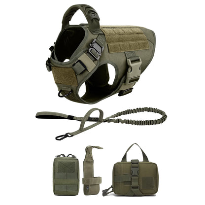 Tactical Dog Harness With Leash And Detachable Pocket Pack