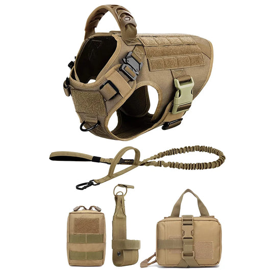 Tactical Dog Harness With Leash And Detachable Pocket Pack