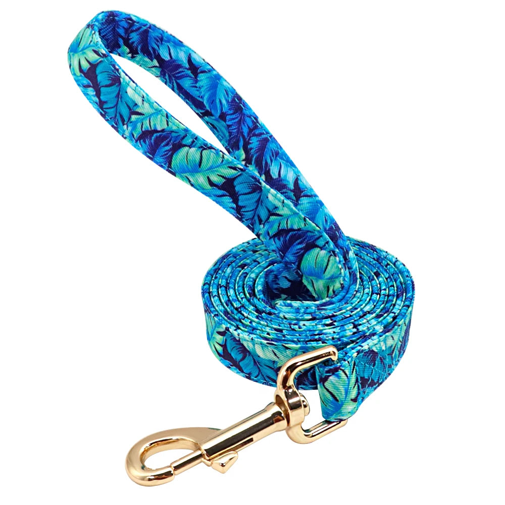 Printed Dog Collar Leash Set Customized  Engraved Nameplate