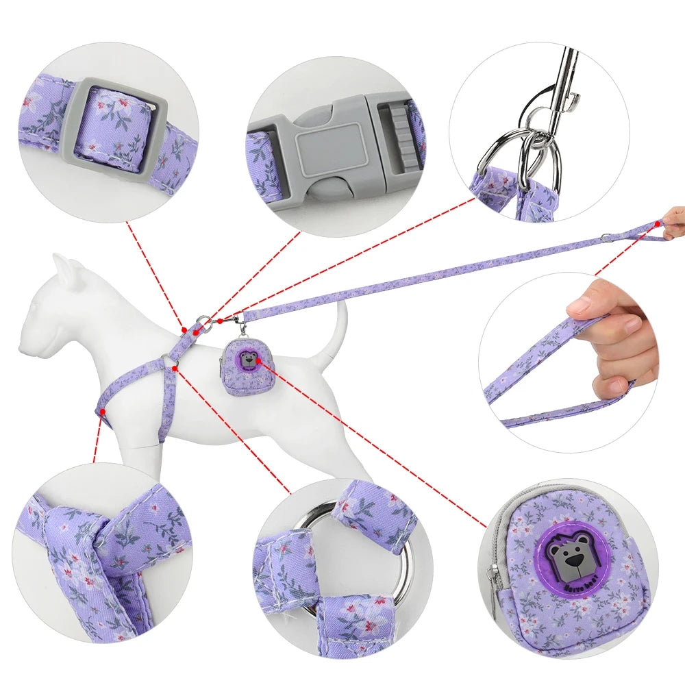 Leash Set , Dog Backpack Chest Harness Adjustable for Small Medium Dogs Cats