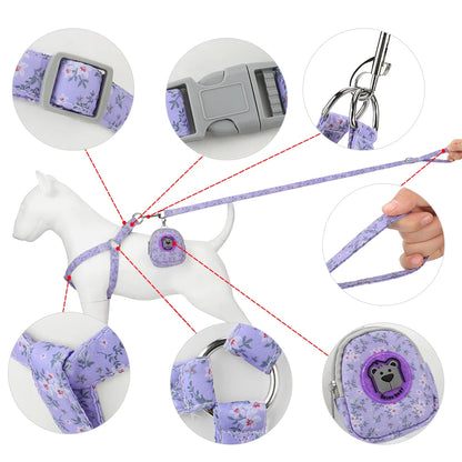 Leash Set , Dog Backpack Chest Harness Adjustable for Small Medium Dogs Cats